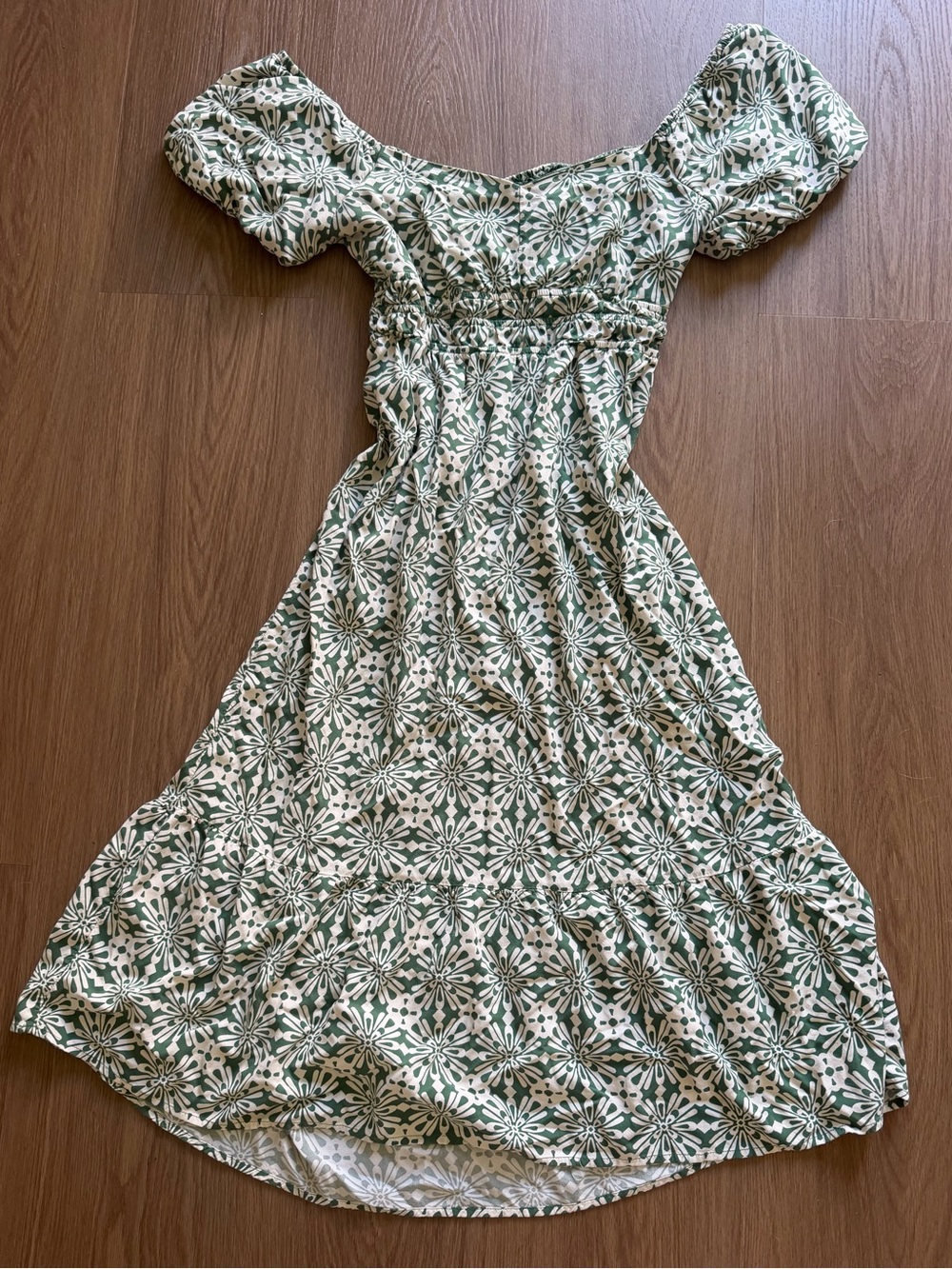 As U Wish Green and White One-Shoulder Floral Midi Dress